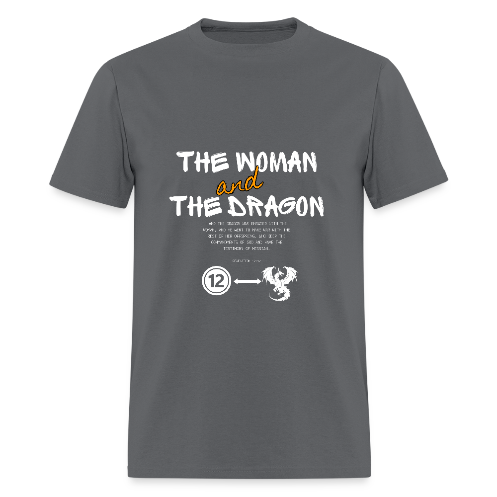 Woman and Dragon | Men's T-Shirt - charcoal