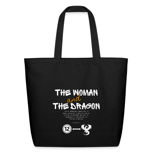 Woman and Dragon | Eco-Friendly Cotton Tote - black