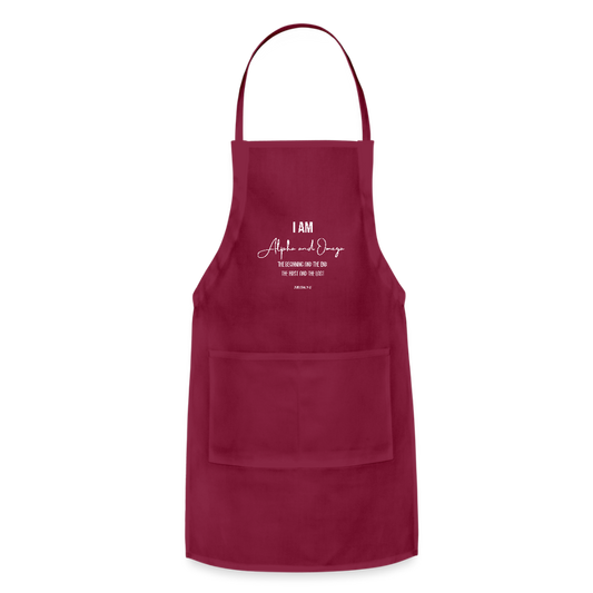 Alpha and Omega | Adjustable Apron - burgundy