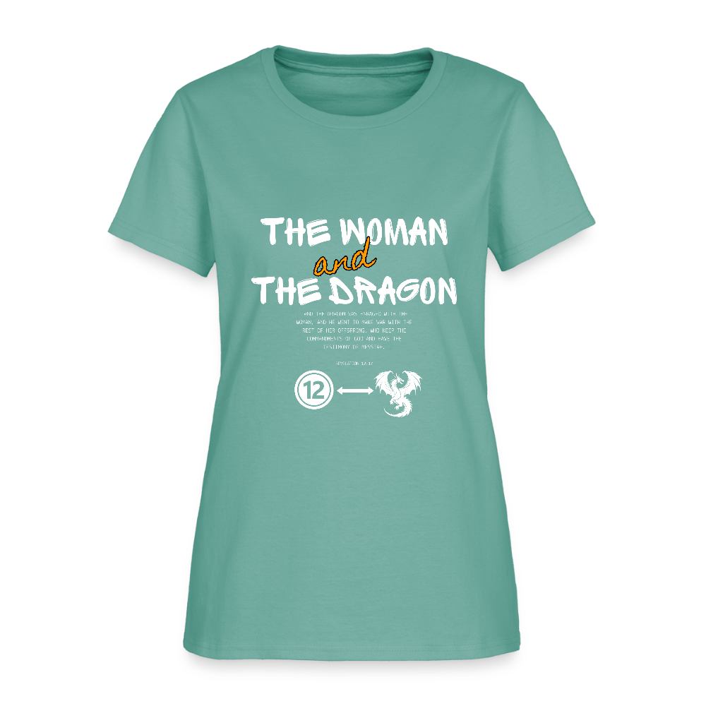 Woman and Dragon | Women's T-Shirt - aquatic