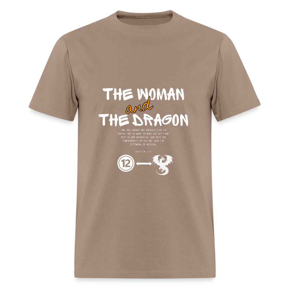 Woman and Dragon | Men's T-Shirt - brown savana