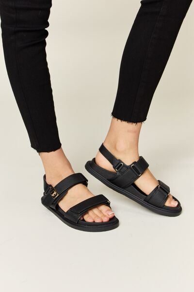 WILD DIVA Velcro Double Strap Slingback Sandals