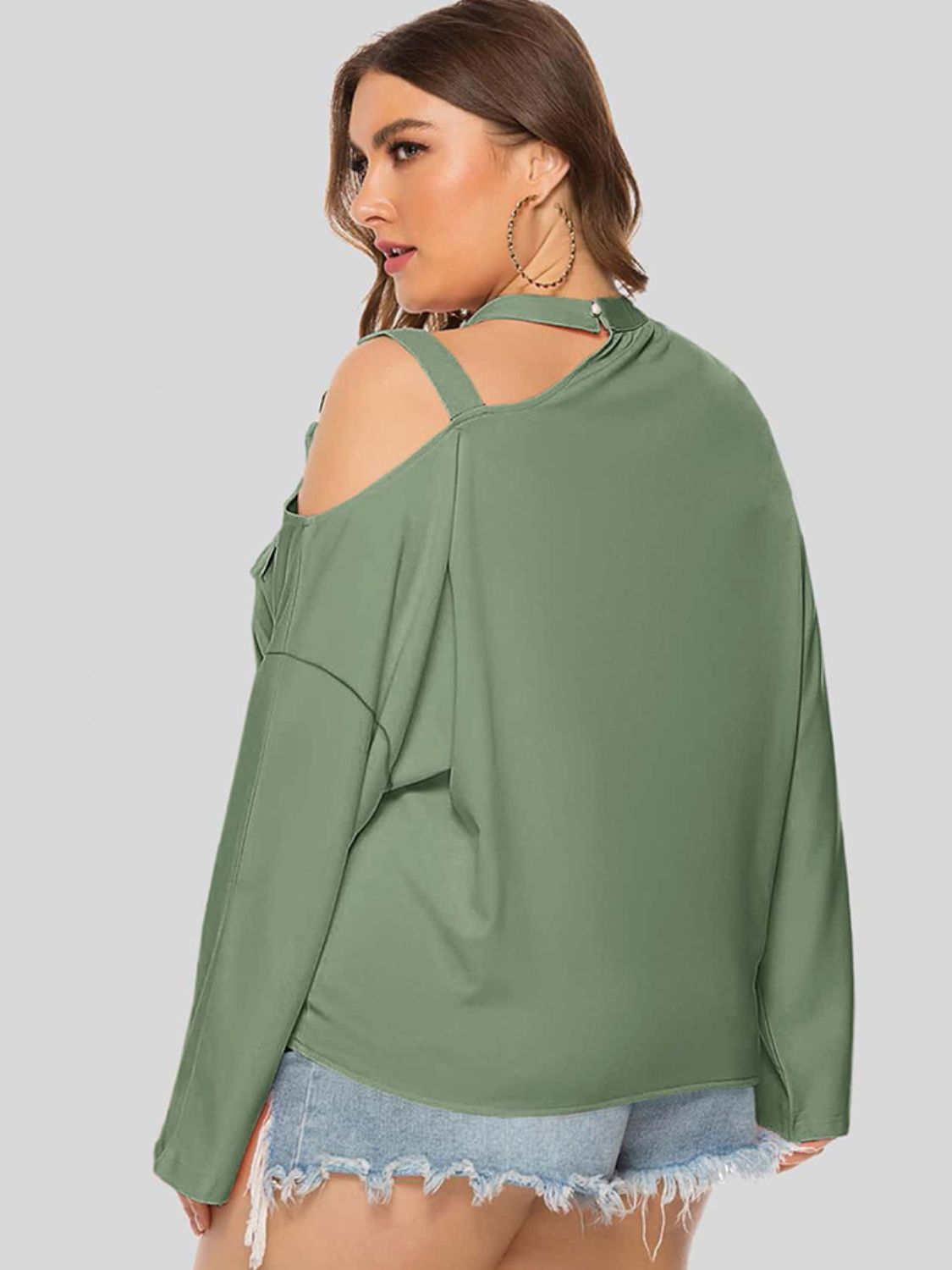 Plus Size Cold-Shoulder Tied Top